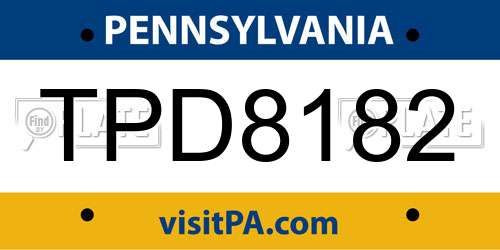 TPD8182 Pennsylvania License Plate