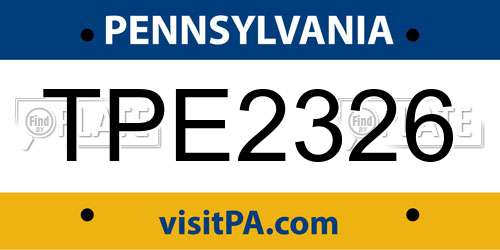 TPE2326 Pennsylvania License Plate