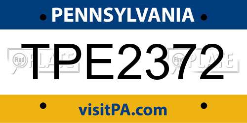 TPE2372 Pennsylvania License Plate