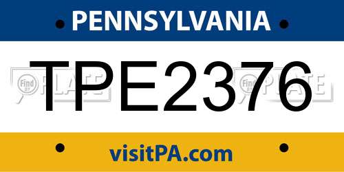 TPE2376 Pennsylvania License Plate