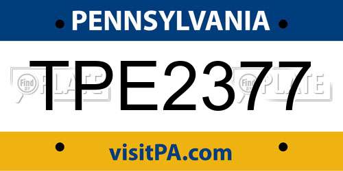TPE2377 Pennsylvania License Plate