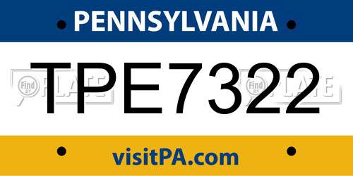 TPE7322 Pennsylvania License Plate