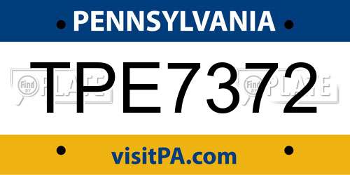 TPE7372 Pennsylvania License Plate