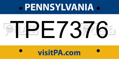 TPE7376 Pennsylvania License Plate