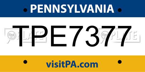 TPE7377 Pennsylvania License Plate
