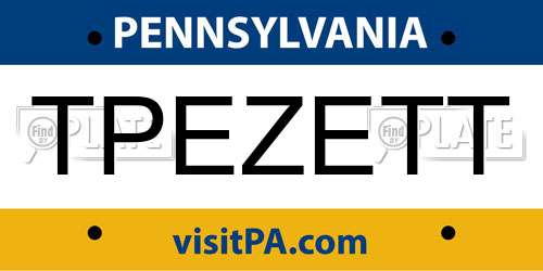 TPEZETT Pennsylvania License Plate