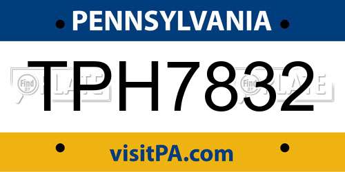 TPH7832 Pennsylvania License Plate