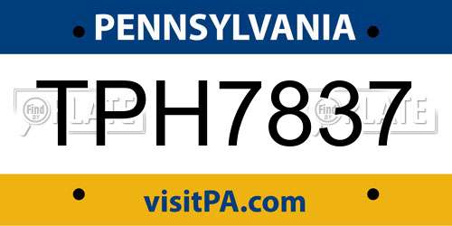 TPH7837 Pennsylvania License Plate