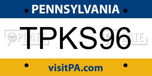 TPKS96 Pennsylvania License Plate