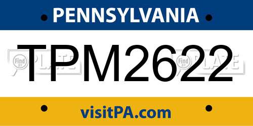 TPM2622 Pennsylvania License Plate