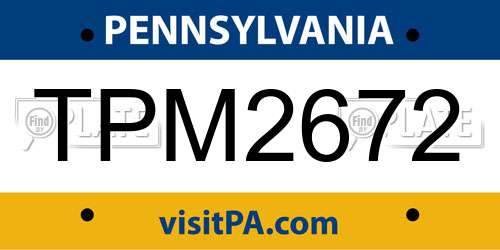 TPM2672 Pennsylvania License Plate