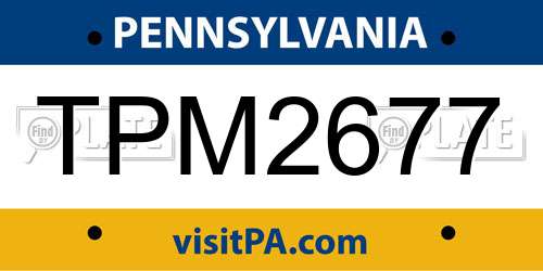 TPM2677 Pennsylvania License Plate