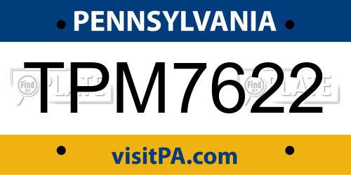 TPM7622 Pennsylvania License Plate