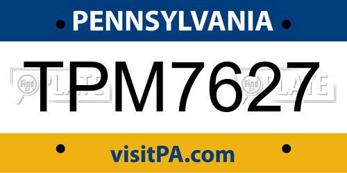 TPM7627 Pennsylvania License Plate
