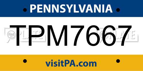 TPM7667 Pennsylvania License Plate