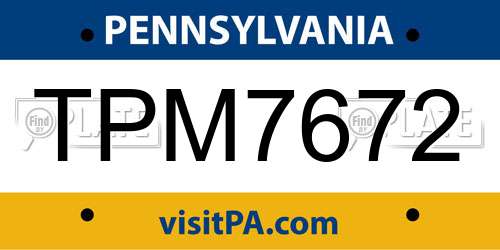 TPM7672 Pennsylvania License Plate