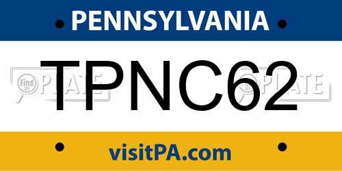 TPNC62 Pennsylvania License Plate