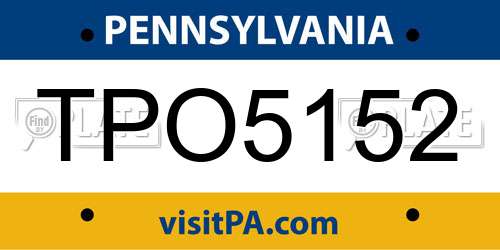 TPO5152 Pennsylvania License Plate