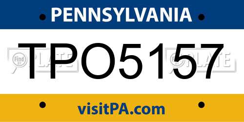 TPO5157 Pennsylvania License Plate