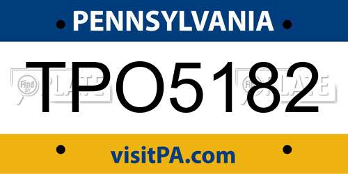 TPO5182 Pennsylvania License Plate