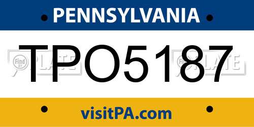 TPO5187 Pennsylvania License Plate