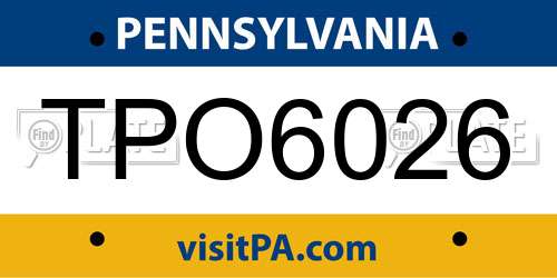 TPO6026 Pennsylvania License Plate
