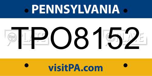 TPO8152 Pennsylvania License Plate
