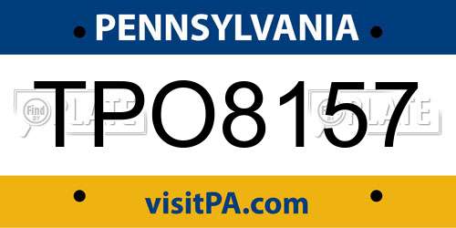 TPO8157 Pennsylvania License Plate