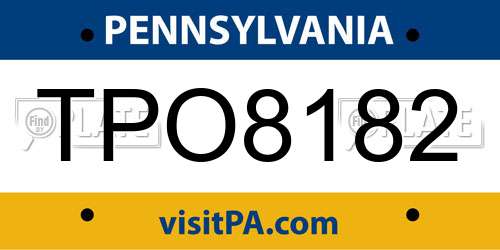 TPO8182 Pennsylvania License Plate