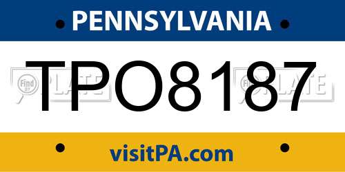 TPO8187 Pennsylvania License Plate