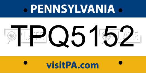 TPQ5152 Pennsylvania License Plate