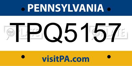 TPQ5157 Pennsylvania License Plate