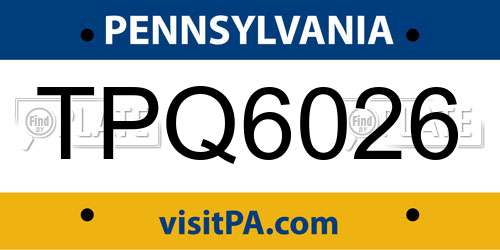 TPQ6026 Pennsylvania License Plate
