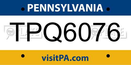 TPQ6076 Pennsylvania License Plate