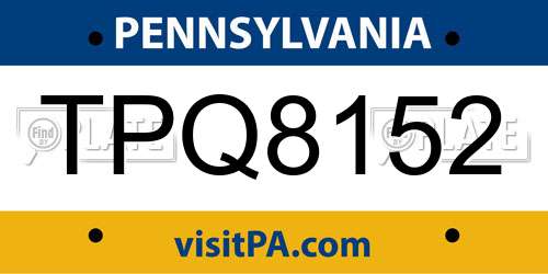 TPQ8152 Pennsylvania License Plate