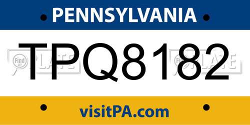 TPQ8182 Pennsylvania License Plate