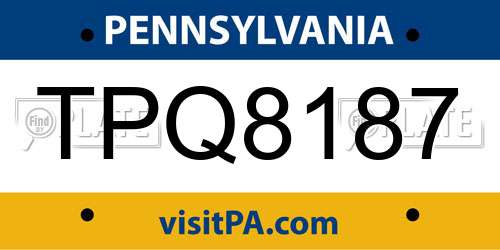TPQ8187 Pennsylvania License Plate