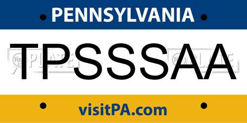TPSSSAA Pennsylvania License Plate