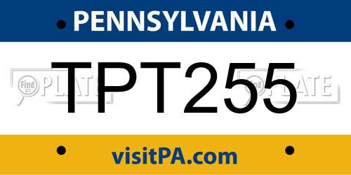 TPT255 Pennsylvania License Plate