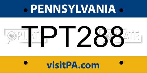 TPT288 Pennsylvania License Plate