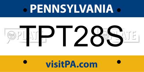 TPT28S Pennsylvania License Plate