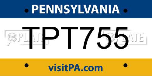 TPT755 Pennsylvania License Plate