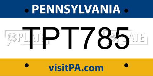 TPT785 Pennsylvania License Plate