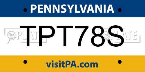 TPT78S Pennsylvania License Plate