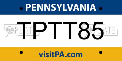 TPTT85 Pennsylvania License Plate