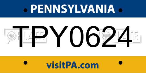 TPY0624 Pennsylvania License Plate