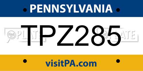 TPZ285 Pennsylvania License Plate