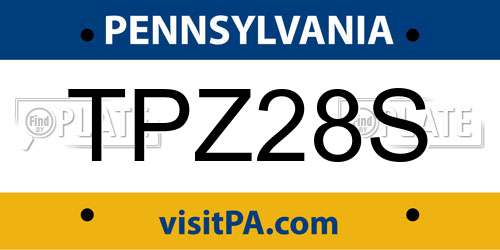 TPZ28S Pennsylvania License Plate