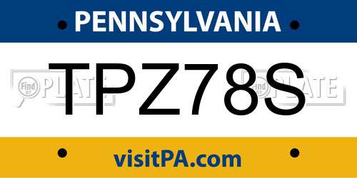 TPZ78S Pennsylvania License Plate