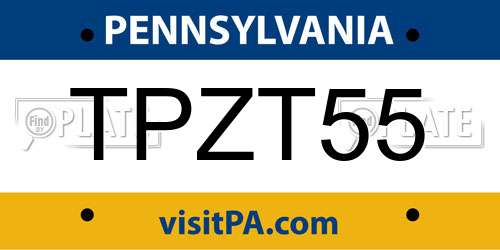 TPZT55 Pennsylvania License Plate